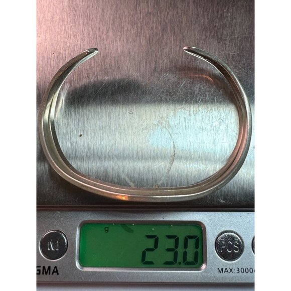 Taxco Sterling Silver Wavy Modernist Cuff Bracelet Signed Mexico, Vintage Estate - Picture 8 of 8